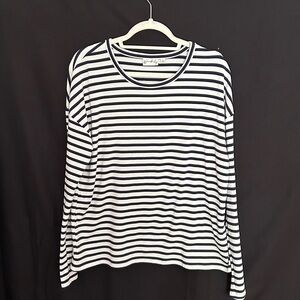 Wonderly Navy and White Striped Long Sleeve Top